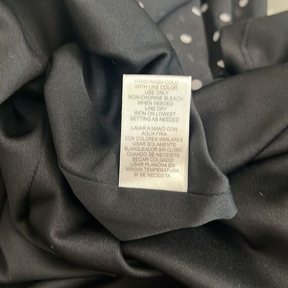 R&K Dress Size 8 Black White Polka Dots Scoop Neck Sleeveless Midi Sheer Lined - Picture 9 of 10